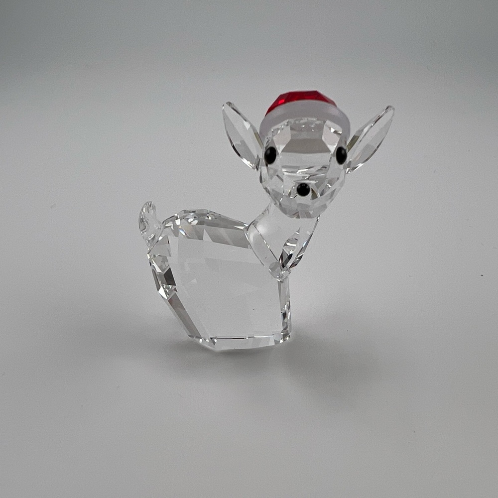 Swarovski crystal doe in Santa’s hat